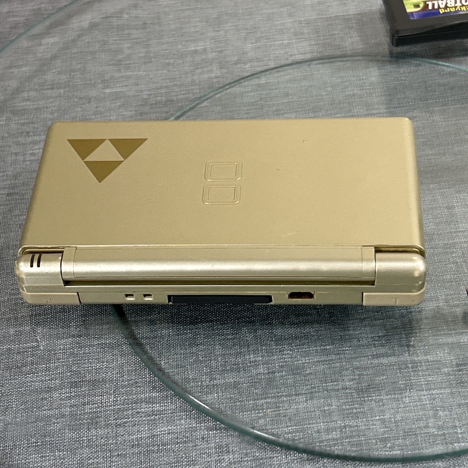 Nintendo DS Lite Gold Zelda Edition Handheld Console w/ Triforce Logo Charger