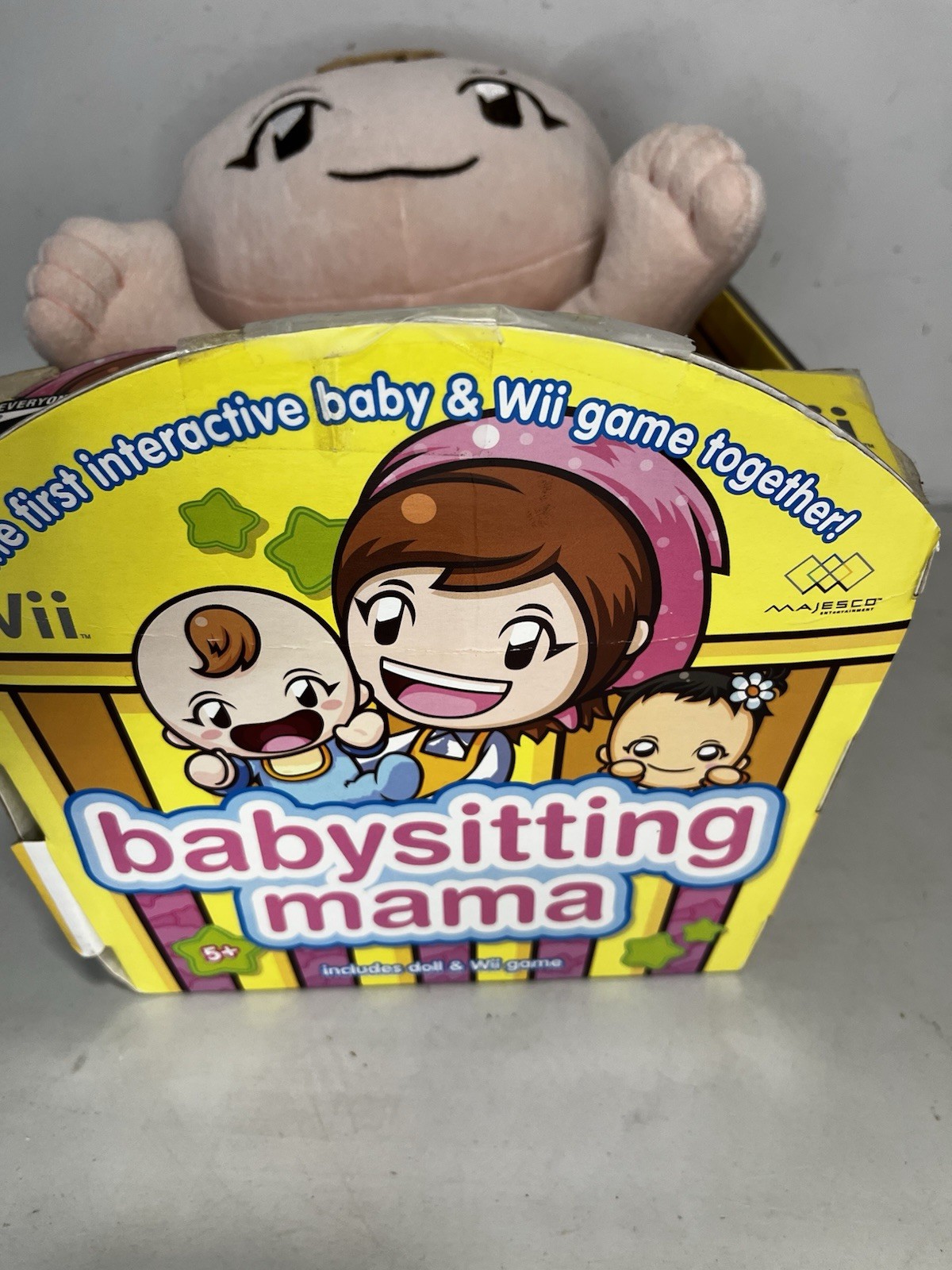 Majesco Babysitting Mama Nintendo Wii 2008 Manual Included w/ Baby Doll