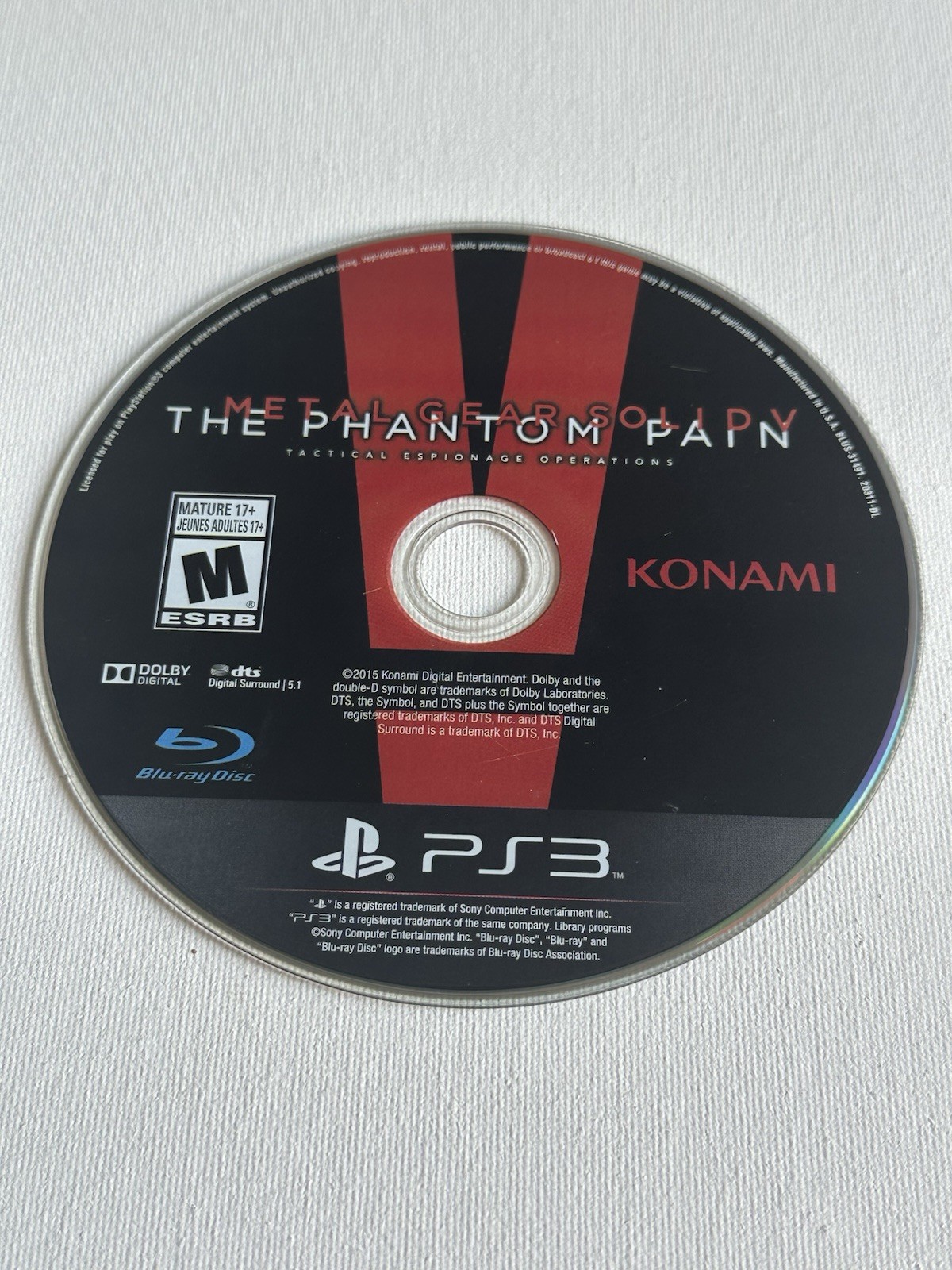 Metal Gear Solid V The Phantom Pain Day One Edition PS3 CIB Tested Working