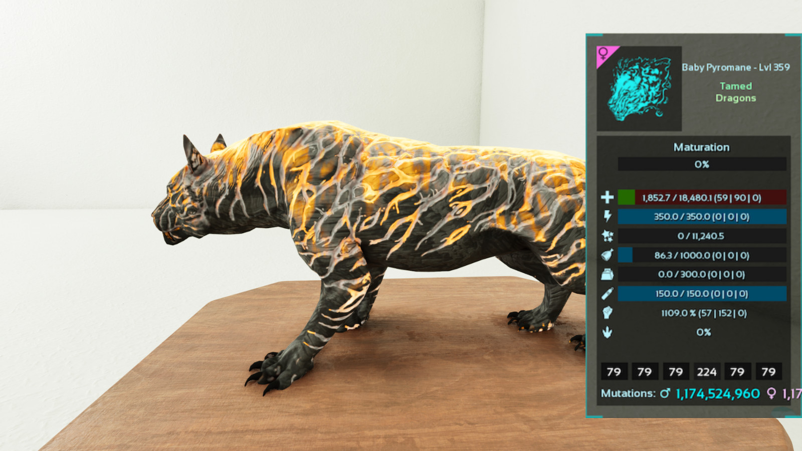 🔥ARK Survival Ascended OFFICIAL PVE – PYROMANE TOP STATS SOLID 1 PAIR ADULT