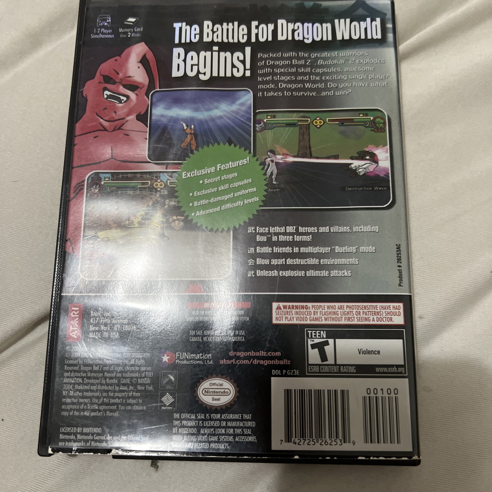 Dragon Ball Z Budokai 2 – GameCube – Complete – Cosmetic Wear on Cover/Manual