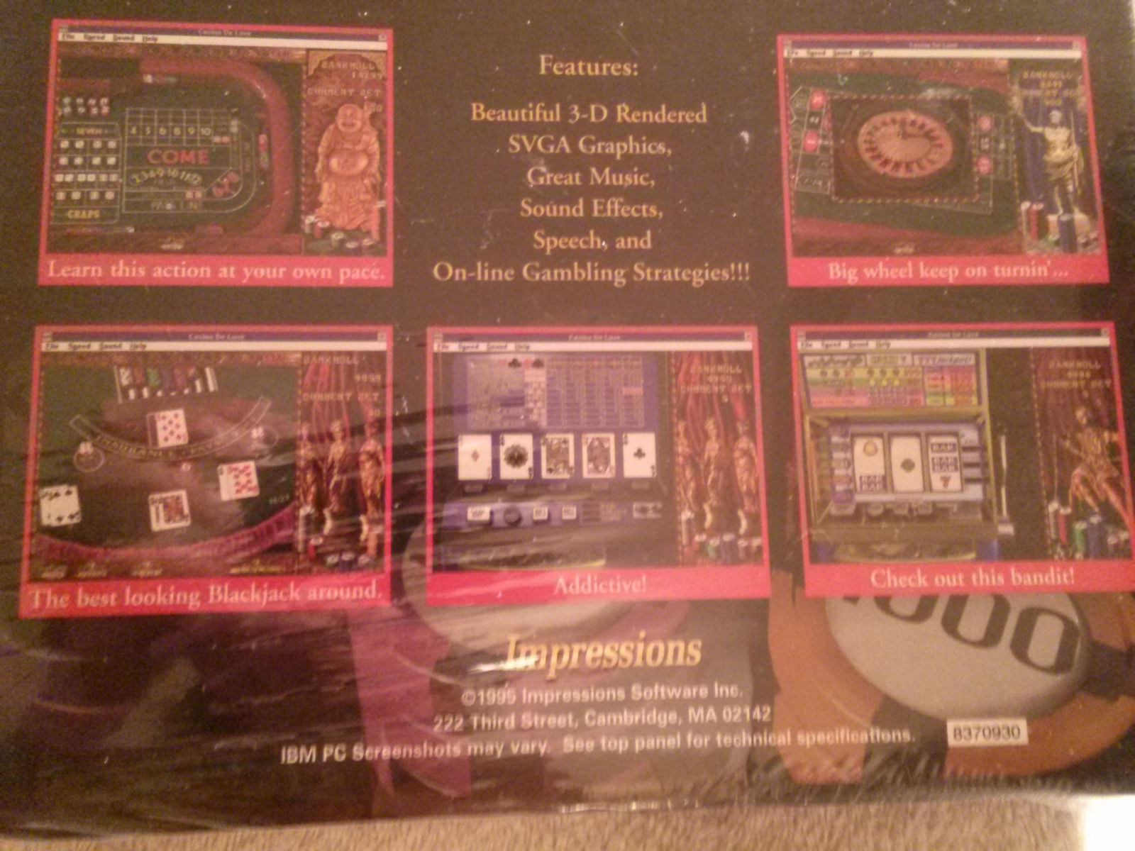 Casino De Luxe 7 Classic Games Software PC New in Box 1995, E10+ (Everyone 10+)