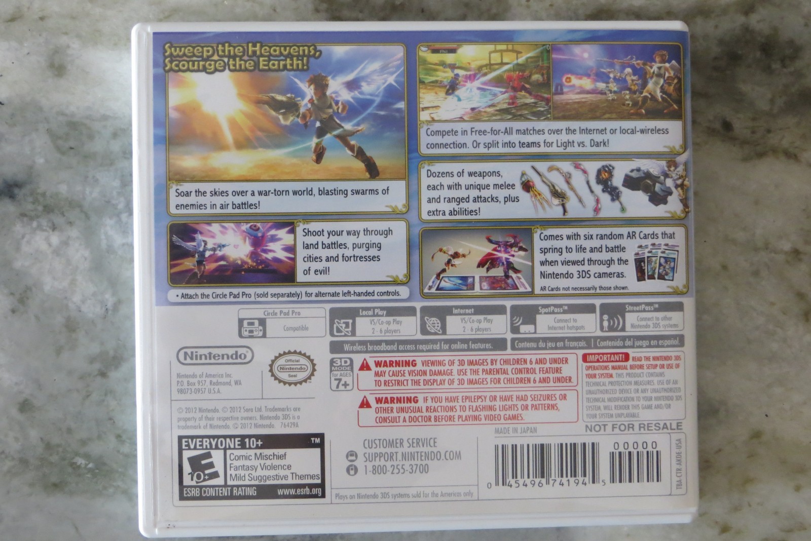 Kid Icarus: Uprising Nintendo 3DS Case Instruction Manual Inserts Only – NO GAME