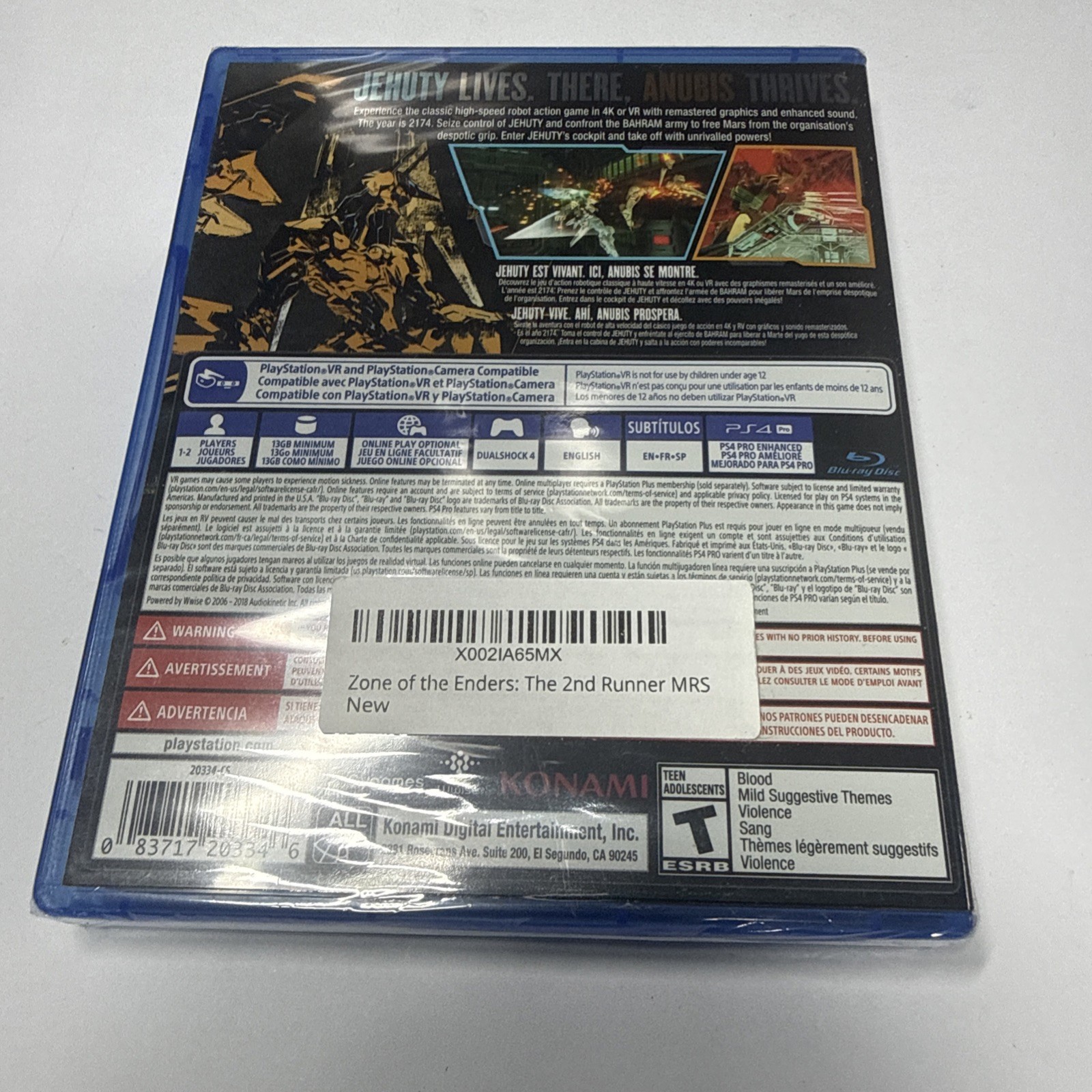 Zone of Enders: The 2nd Runner Mars Sony PlayStation 4 PS2 BRAND NEW SEALED