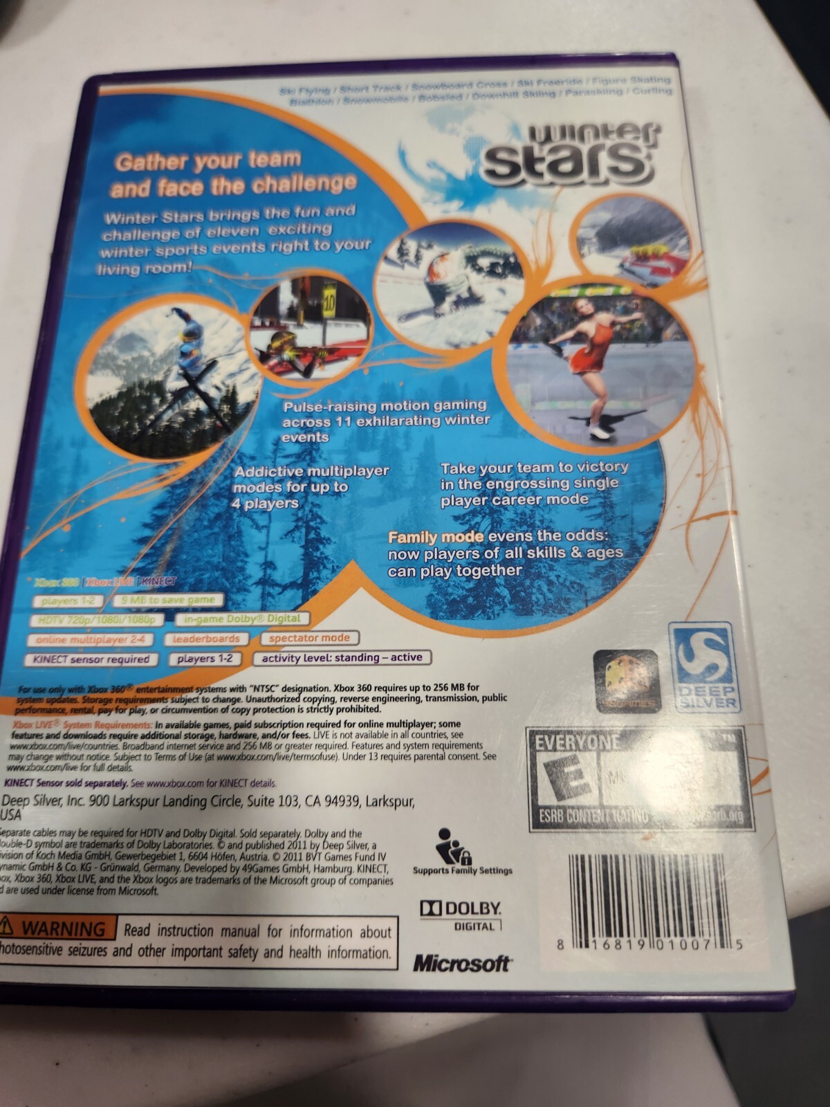 Winter Stars Microsoft Xbox 360 Kinect Tested And Working CIB