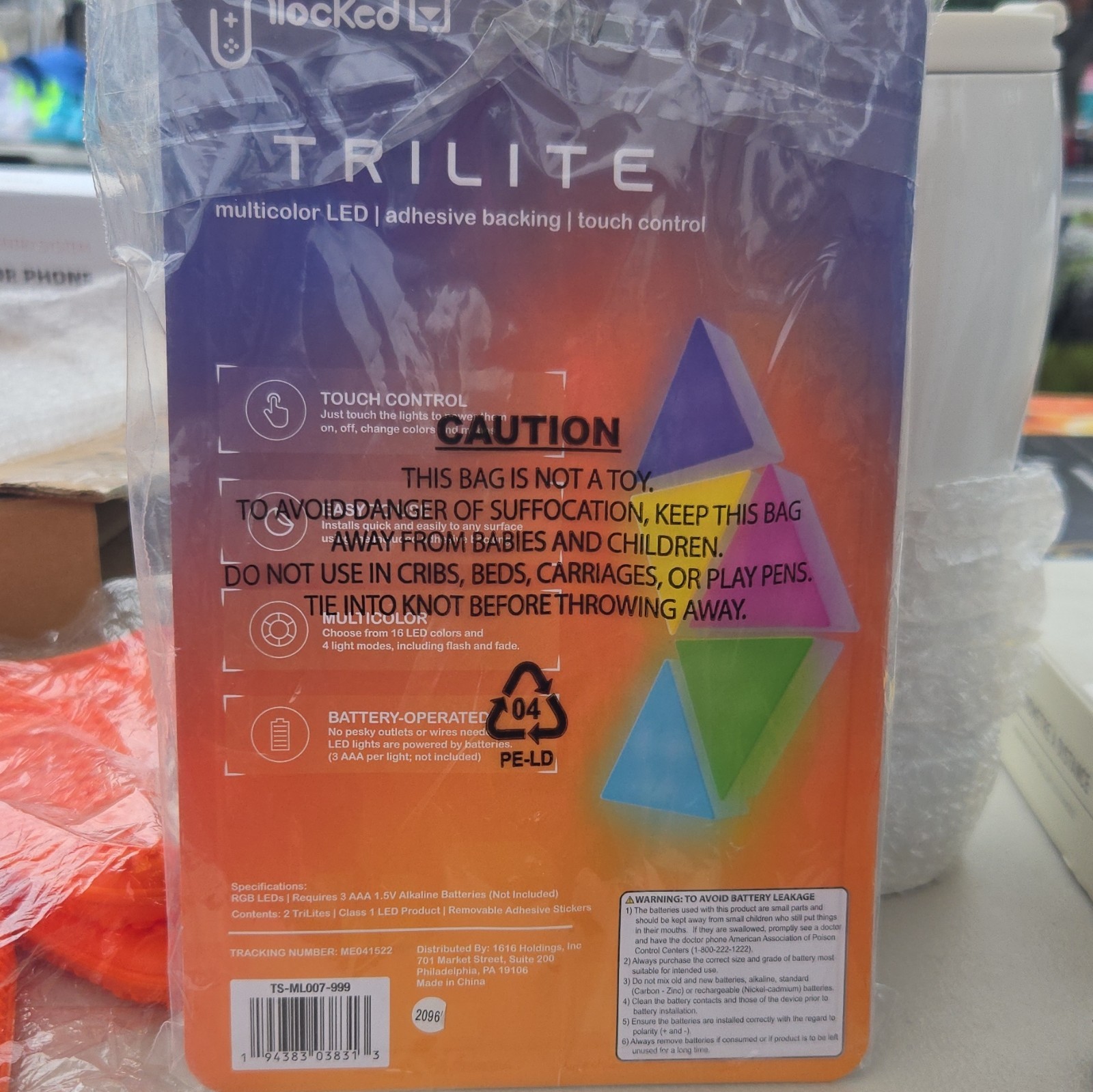 trilite triangle light touch control LED NIB