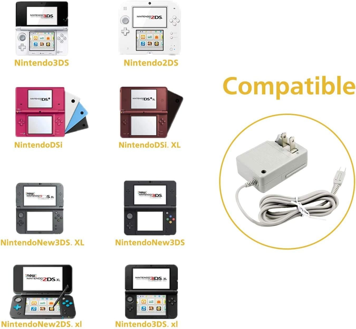 For Nintendo DSi XL / 3DS / 2DS / 3DS XL Wall Power Charger Adapter Lot 1-20Pcs