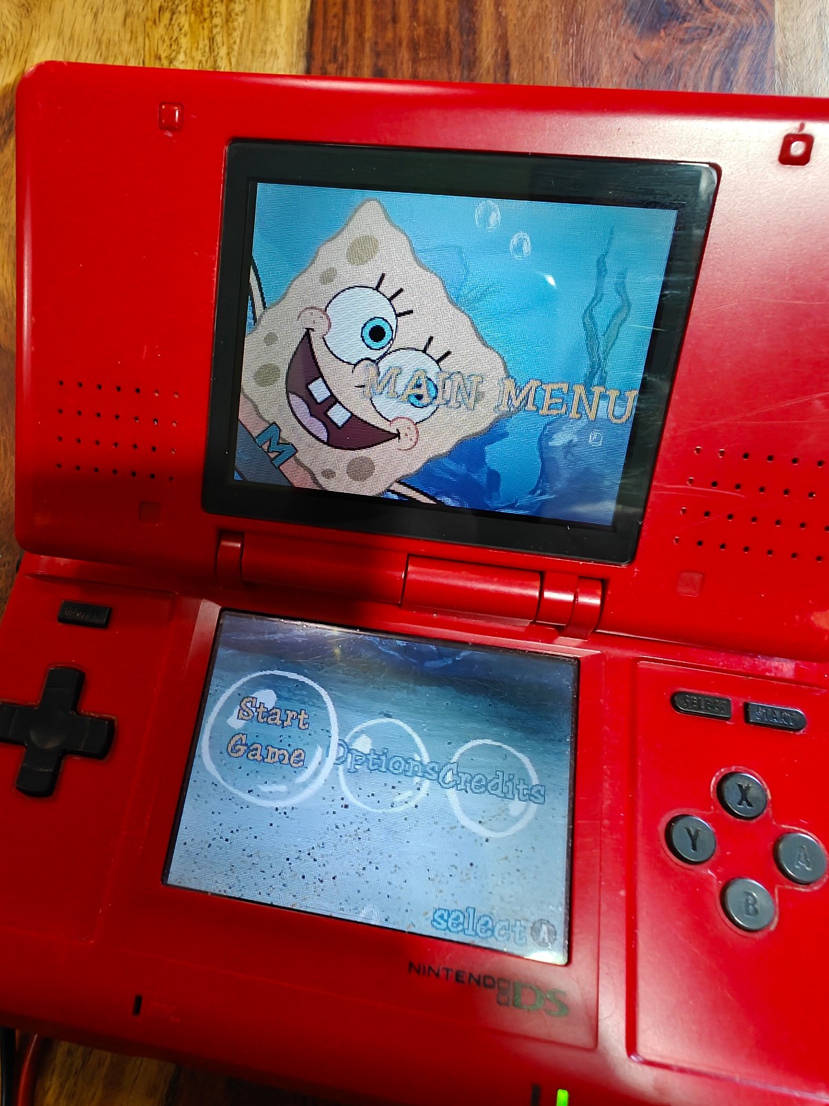 Nintendo DS Original NTR-001 Crimson Red Console Bundle – Tested – SpongeBob