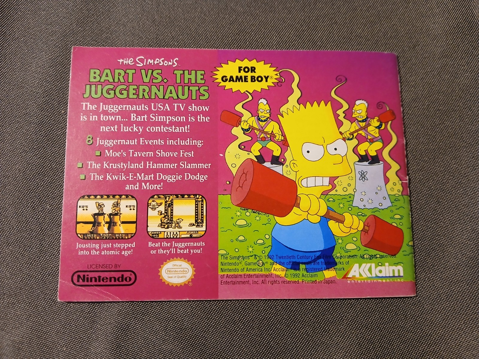 The Simpsons Krusty’s Fun House Game Boy GB Authentic Tested w/ Manual Case
