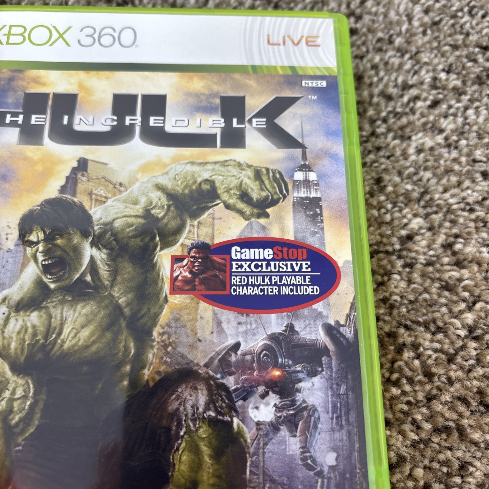 The Incredible Hulk GameStop Exclusive Xbox 360 Complete Red Hulk Tested & Works