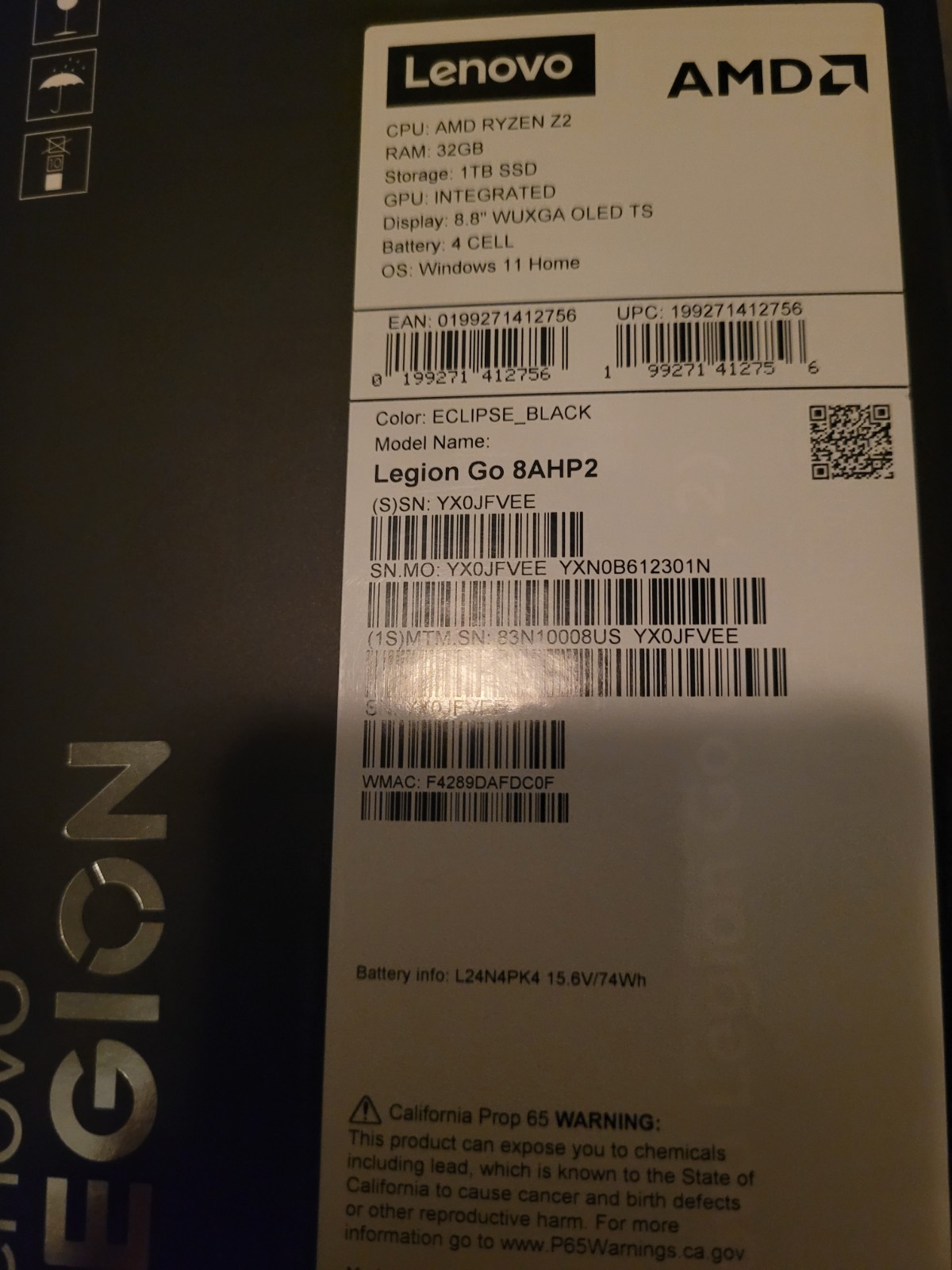 Lenovo Legion Go 2 8AHP2 OLED Ryzen Z2 32GB 1TB SSD + Screen Protector