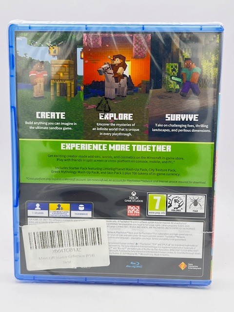 PS4 Game – MINECRAFT w/ Starter Pack – UK Version – Mojang Studios – New Sealed