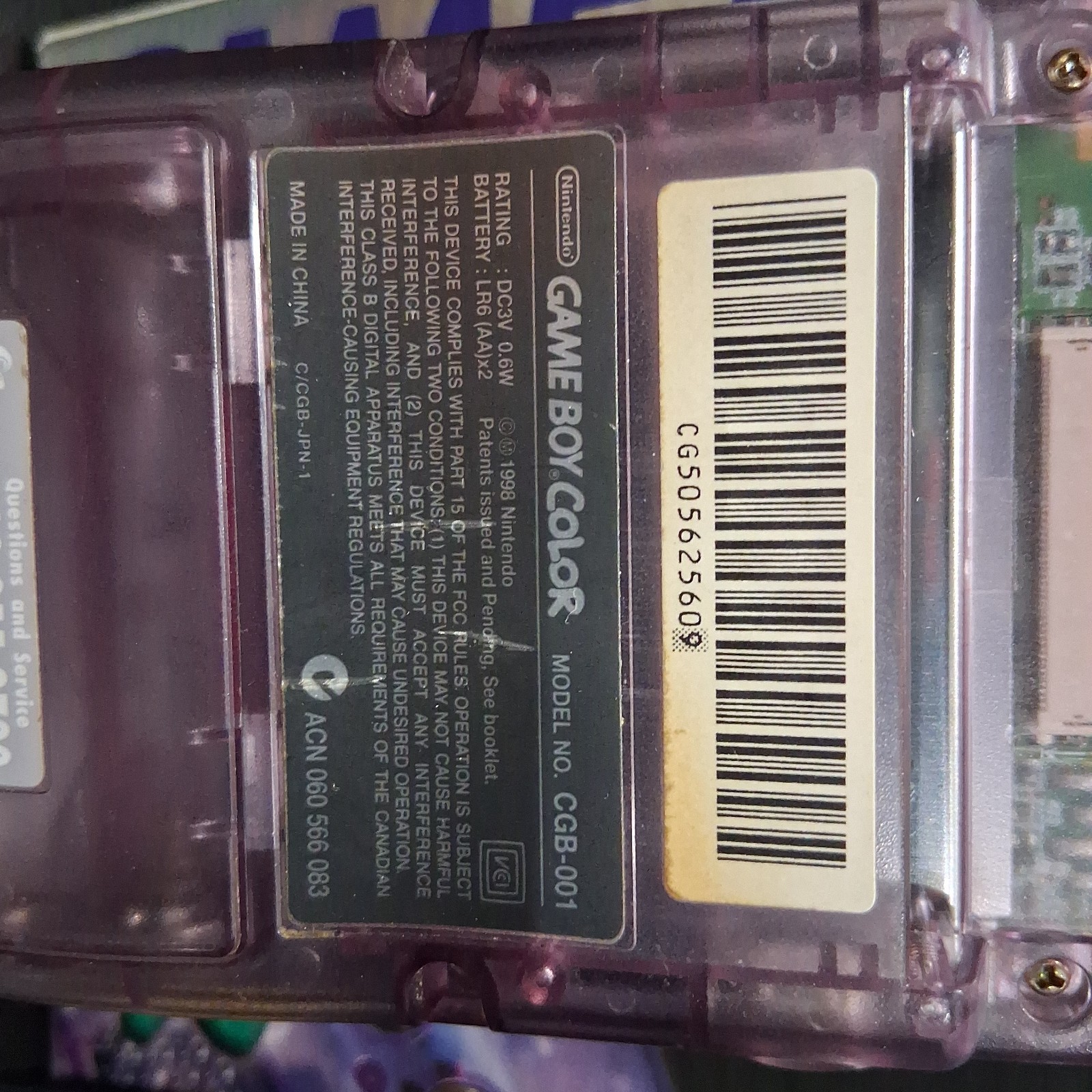 Clean! Nintendo GameBoy Color Atomic Purple Console Complete In Box CiB CGB-001