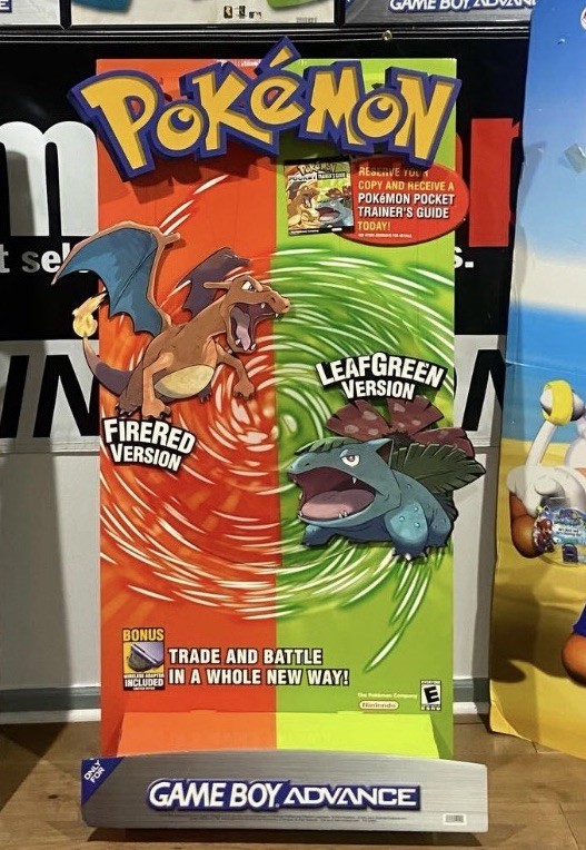 Pokémon Nintendo Leaf Green Fire Red Promo Standee Display Gameboy Advance Store