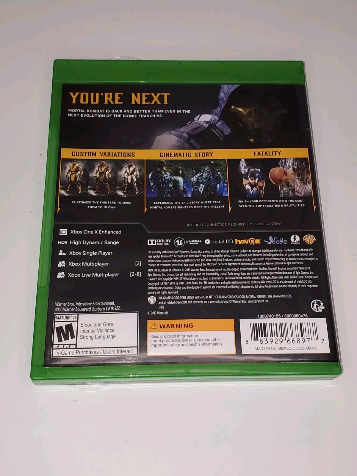 2019 MORTAL KOMBAT 11 Original Microsoft Xbox One Fighter Video Game Scorpion