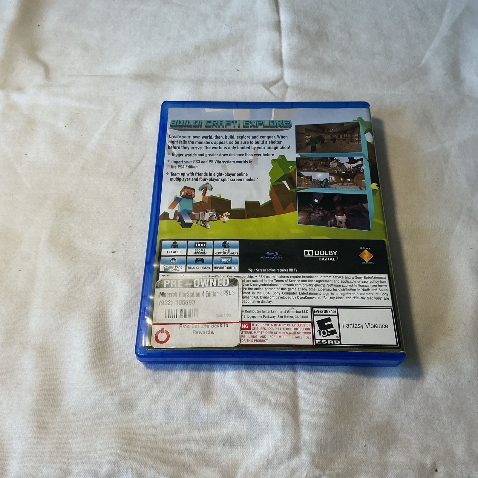 4 Play Station 4 Video Games.madden 20,modern Warfair,naruto Storm ,mind Craft.