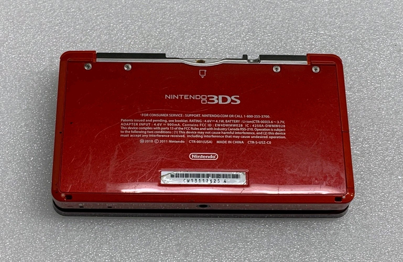 Nintendo 3DS Flame Red Handheld Console CTR-001 (USA) w AC Charger