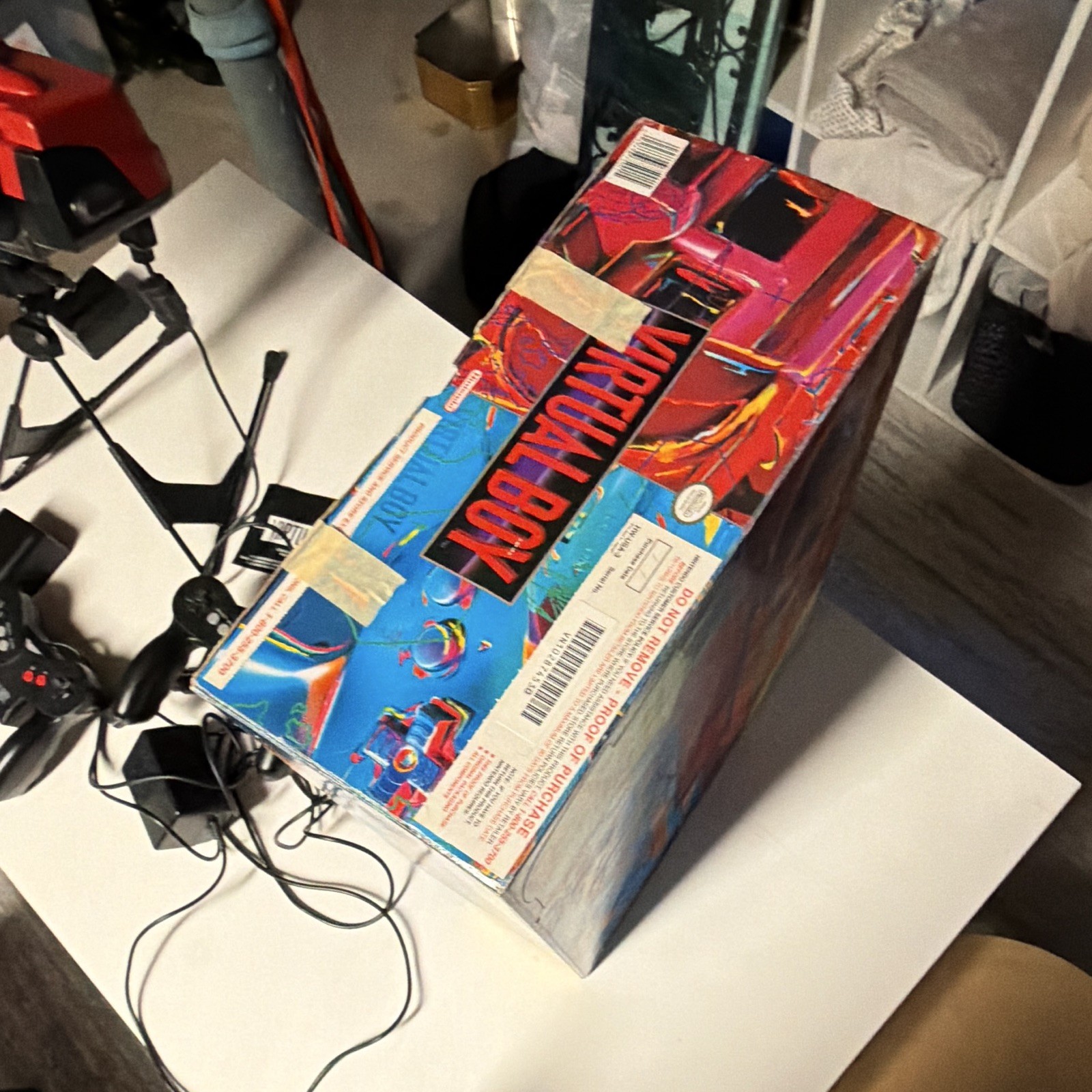 Tested -Nintendo Virtual Boy Console w/ Box, Stand/Headset, Controllers & Cables