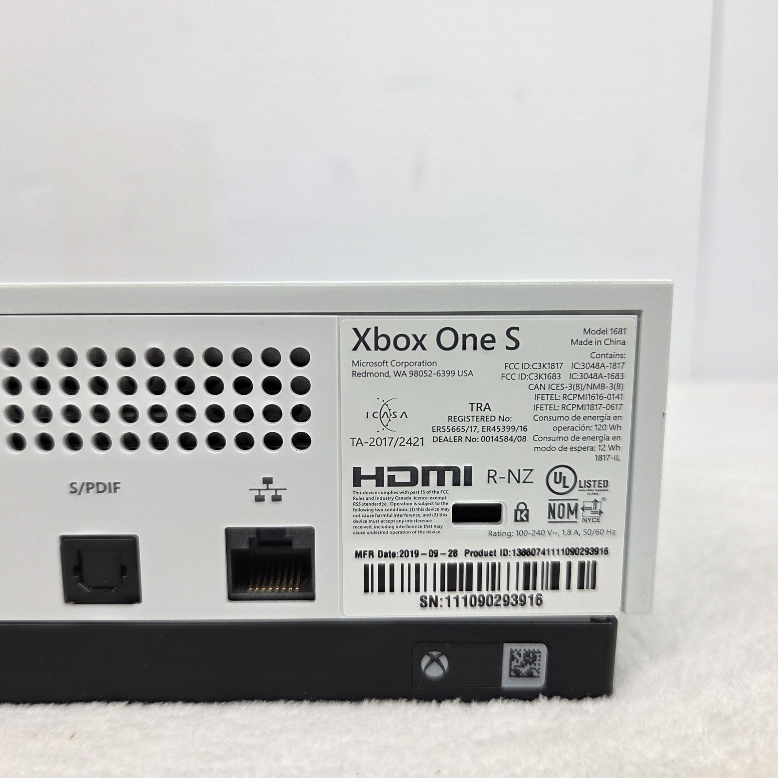 Microsoft Xbox One S (Model 1681) 500GB White Gaming System Console Only, Tested