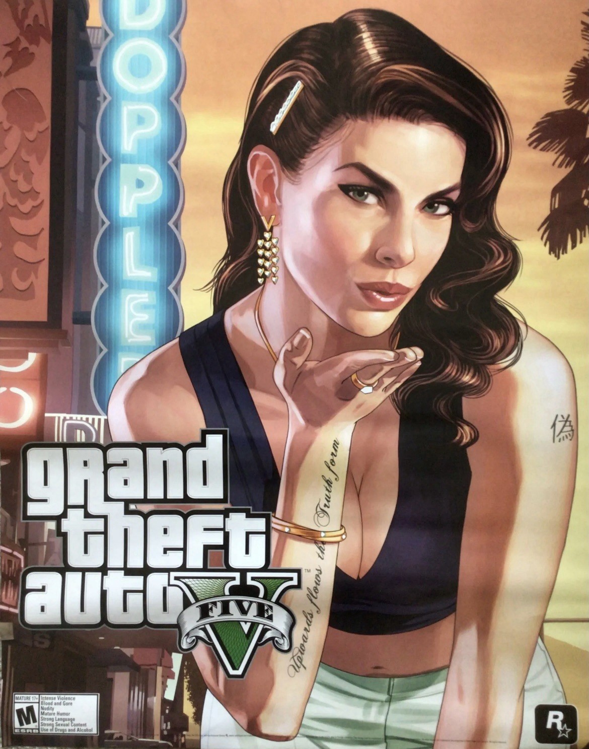 GRAND THEFT AUTO V FIVE DOUBLE SIDED PROMO POSTER SIZE 22″ X 28″ RARE