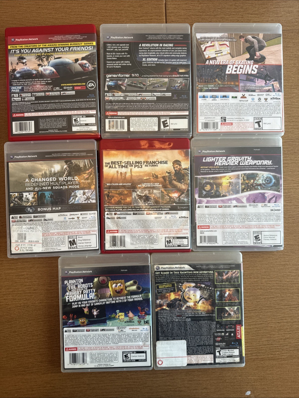 Bulk Lot of 8 PS3 Games (Ratchet & Clank, SpongeBob, Call Of Duty, GT5 And More