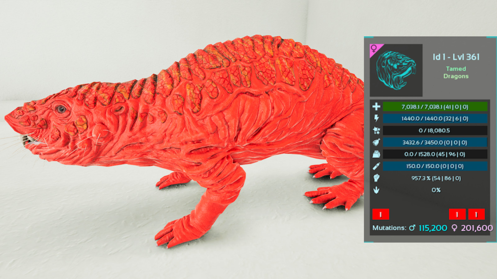 🔥ARK Survival Ascended OFFICIAL PVE – ADULT ROLL RAT SOLID TOP STATS