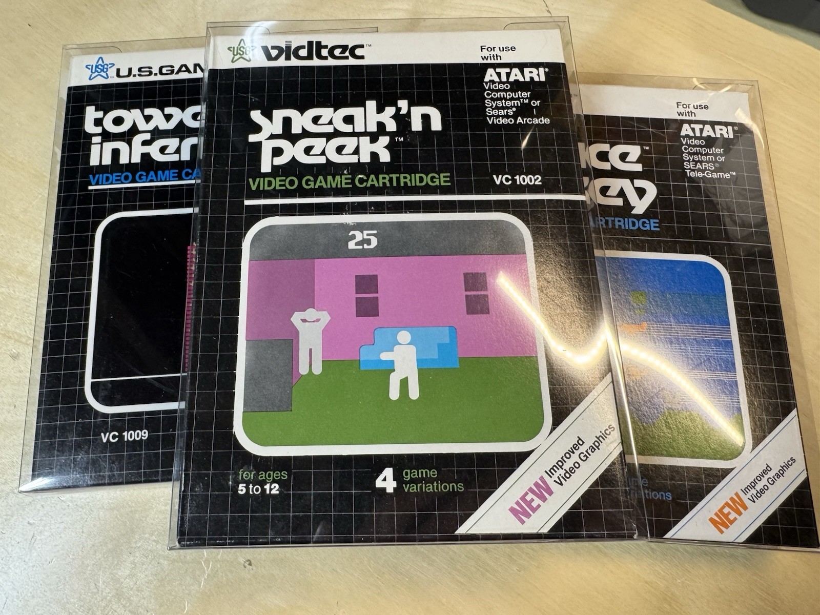 Atari 2600 Space Jockey – Towering Infernal – Sneak’n Peek – 3 Games – All CIB