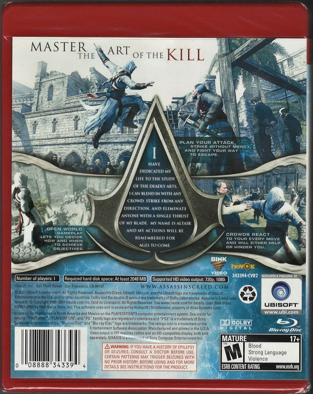 Assassin”s Creed (Greatest Hits) PS3 (Brand New Factory Sealed US Version) Play
