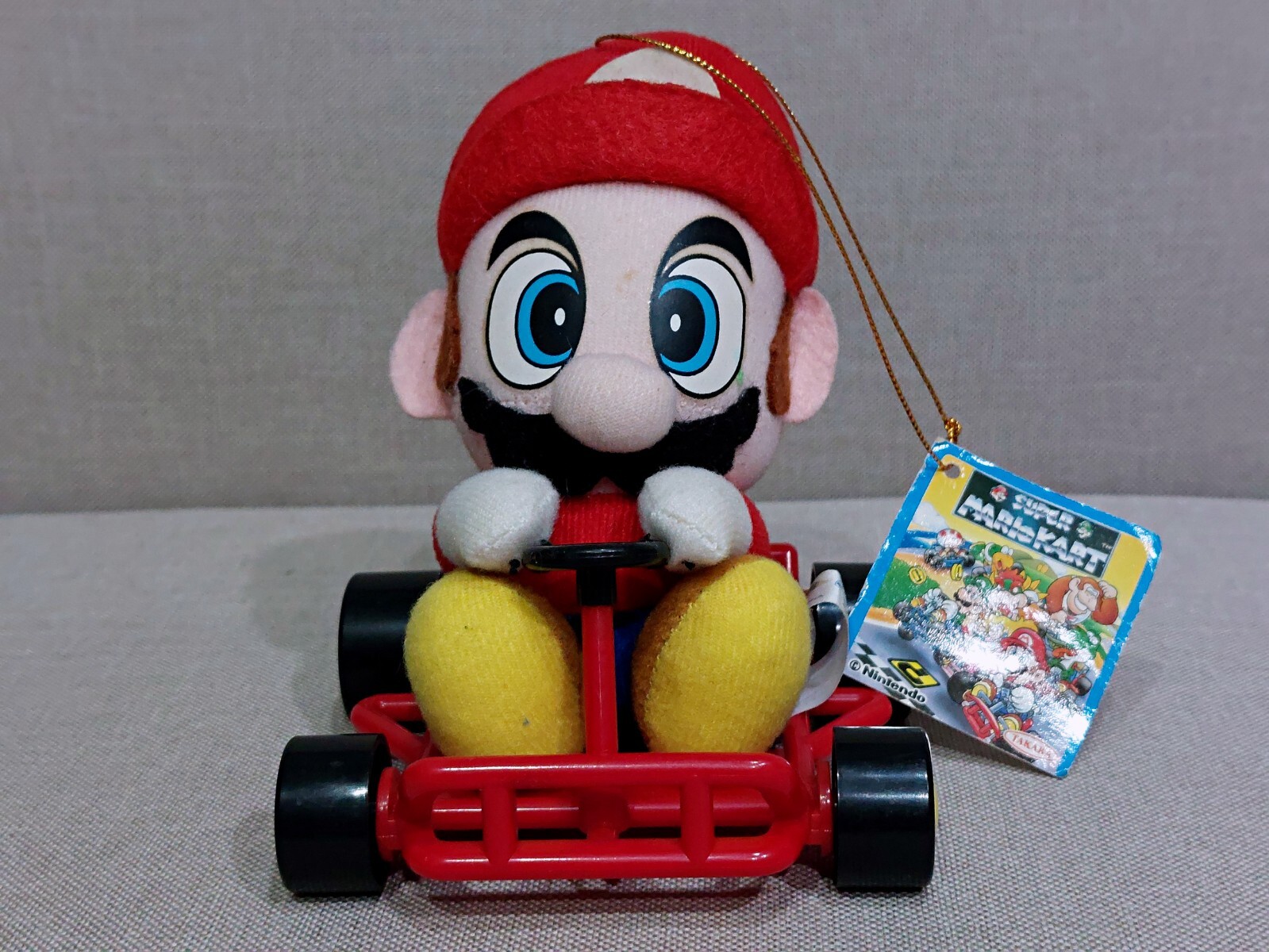 Super Mario Kart Mario Plush Doll Takara 1993 Vintage Toy Japan w/Tag 5.2in