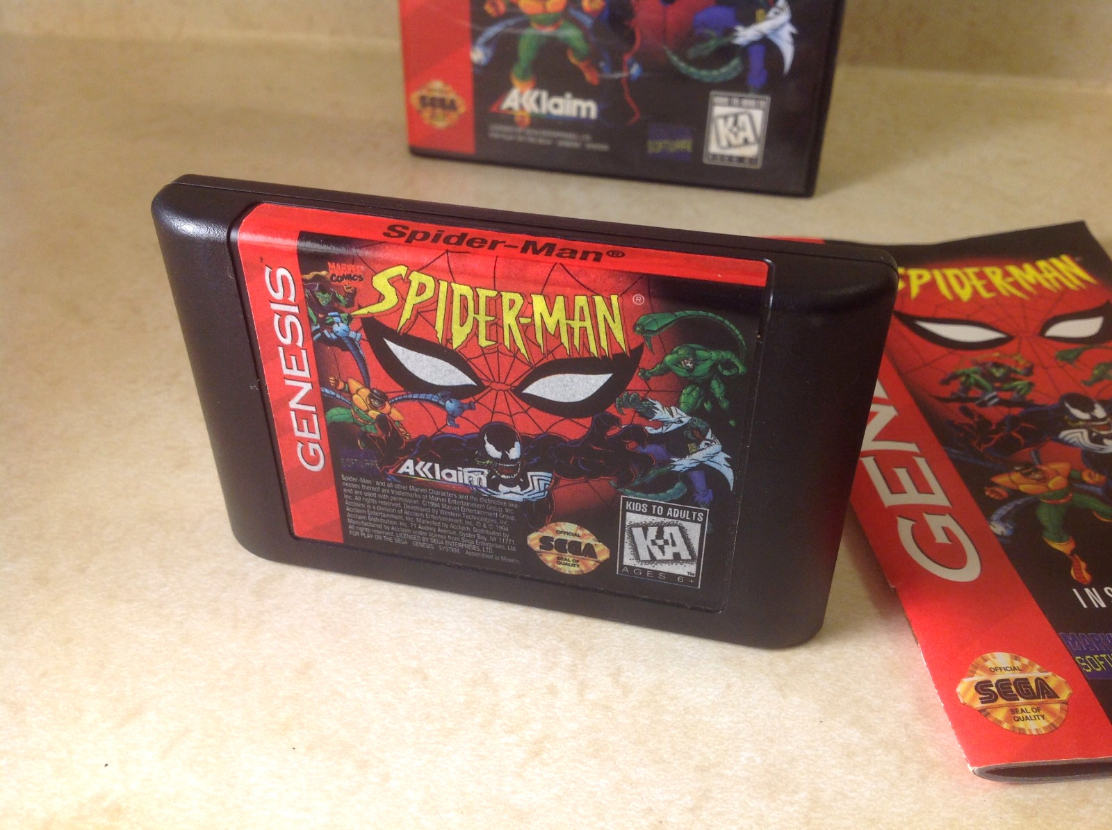 Spider-Man Sega Genesis 1994 CIB with Manual Untested EXC. / NM Cartridge