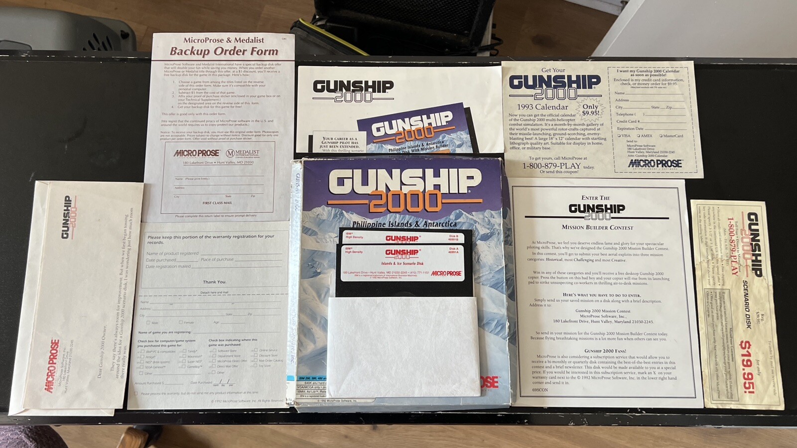 Vintage ‘92 IBM Micro Prose “Gunship 2000” Big Box PC Game w/Docs, 5.25” Floppy