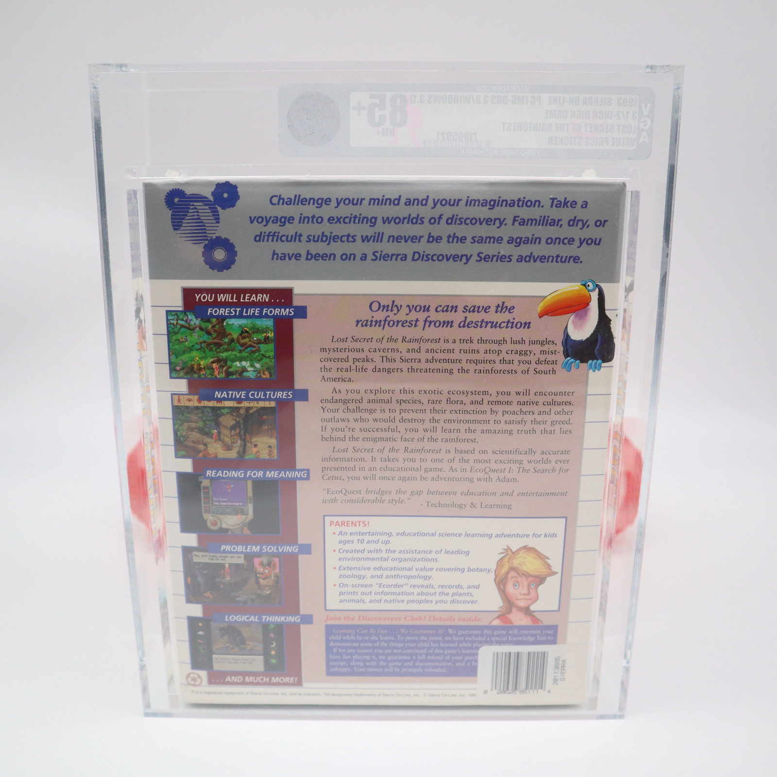 SIERRA: LOST SECRET OF THE RAINFOREST – VGA GRADED 85+ NEW Sealed PC 3 1/2″ DISK