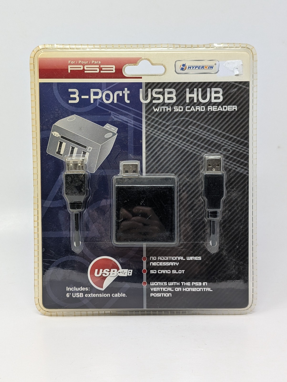 Hyperkin 3-Port USB Hub With SD Card Reader For Playstation 3 PS3 – Brand New