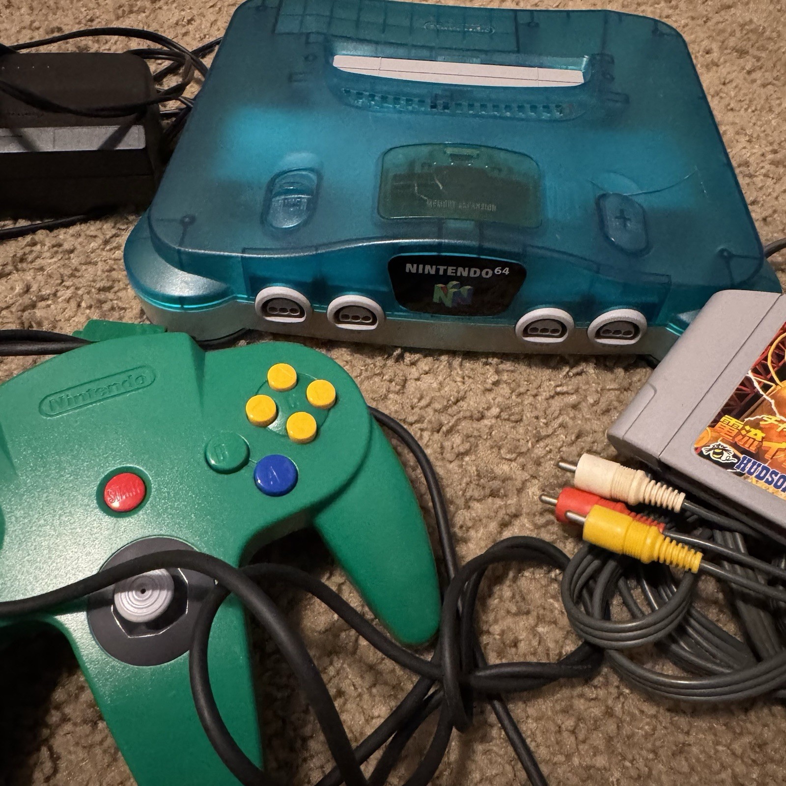 Nintendo N64 Funtastic Clear Blue Japan Console WORKS has a small crack on case