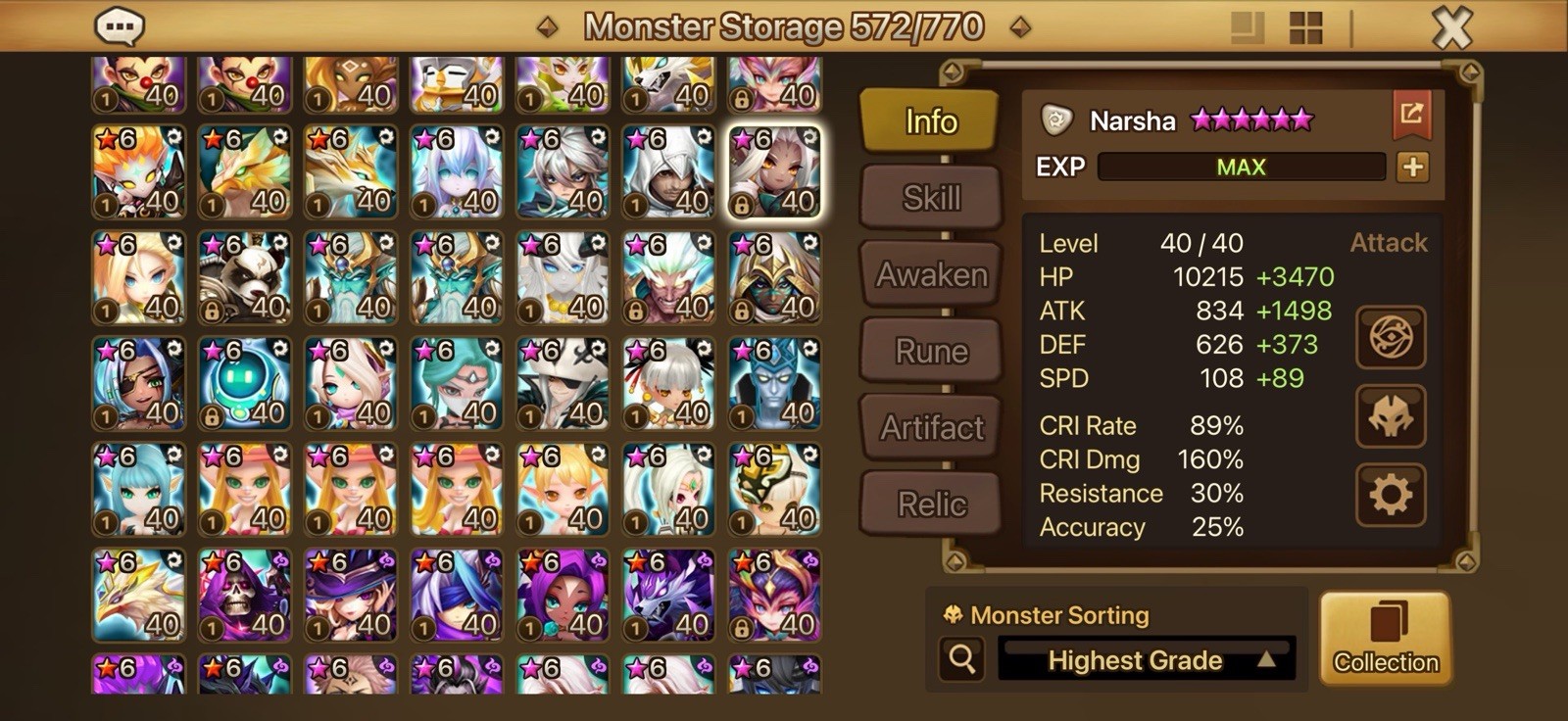 SUMMONERS WAR ENDGAME LD5X6 PONTOSX2 BIRGITTA, NARAHA, TIAN LANG, GROGEN