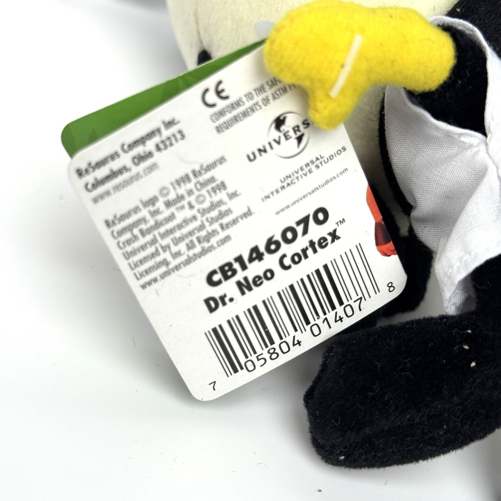 1998 ReSaurus Crash Bandicoot Dr. Neo Cortex Plush Bean Bag Keychain NWT