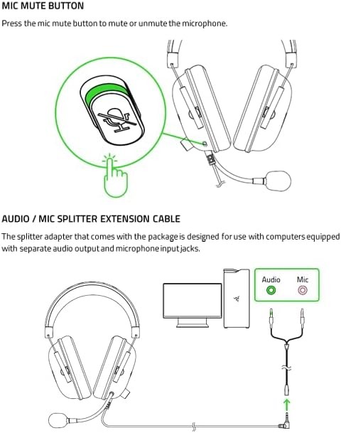 Razer BlackShark V2 X Gaming Headset: 7.1 Surround Sound – 50mm 3.5 mm, Black