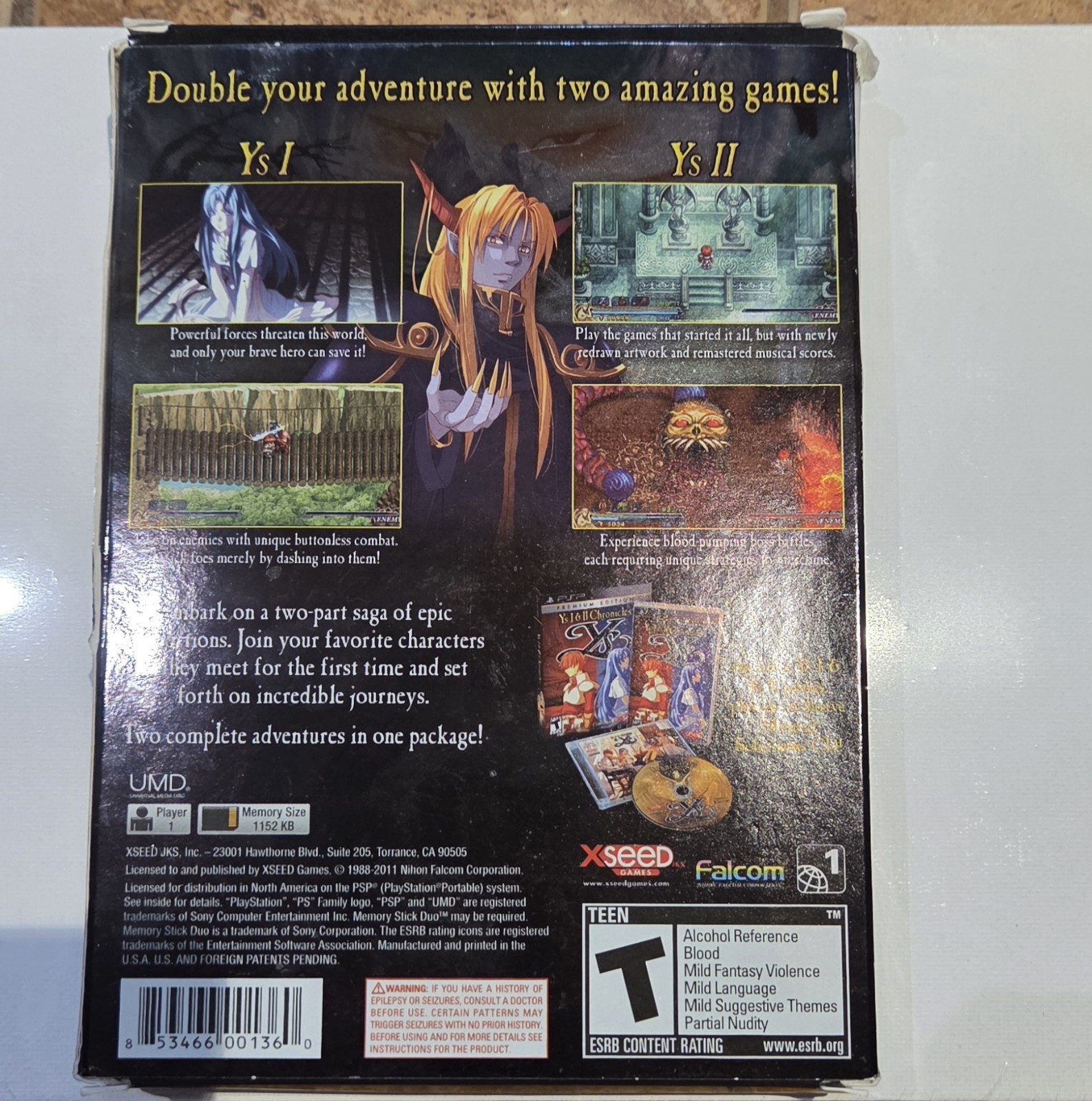 XSEED Games Ys I & II Chronicles Premium Edition + Soundtrack PSP T NTSC-U/C