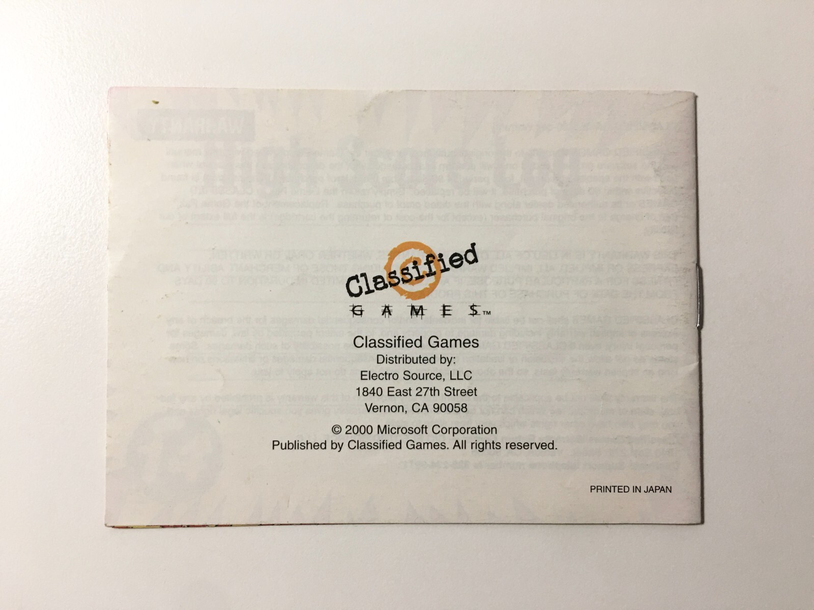 Microsoft Pinball Arcade (Nintendo GameBoy Color, 2001) Manual Booklet Only