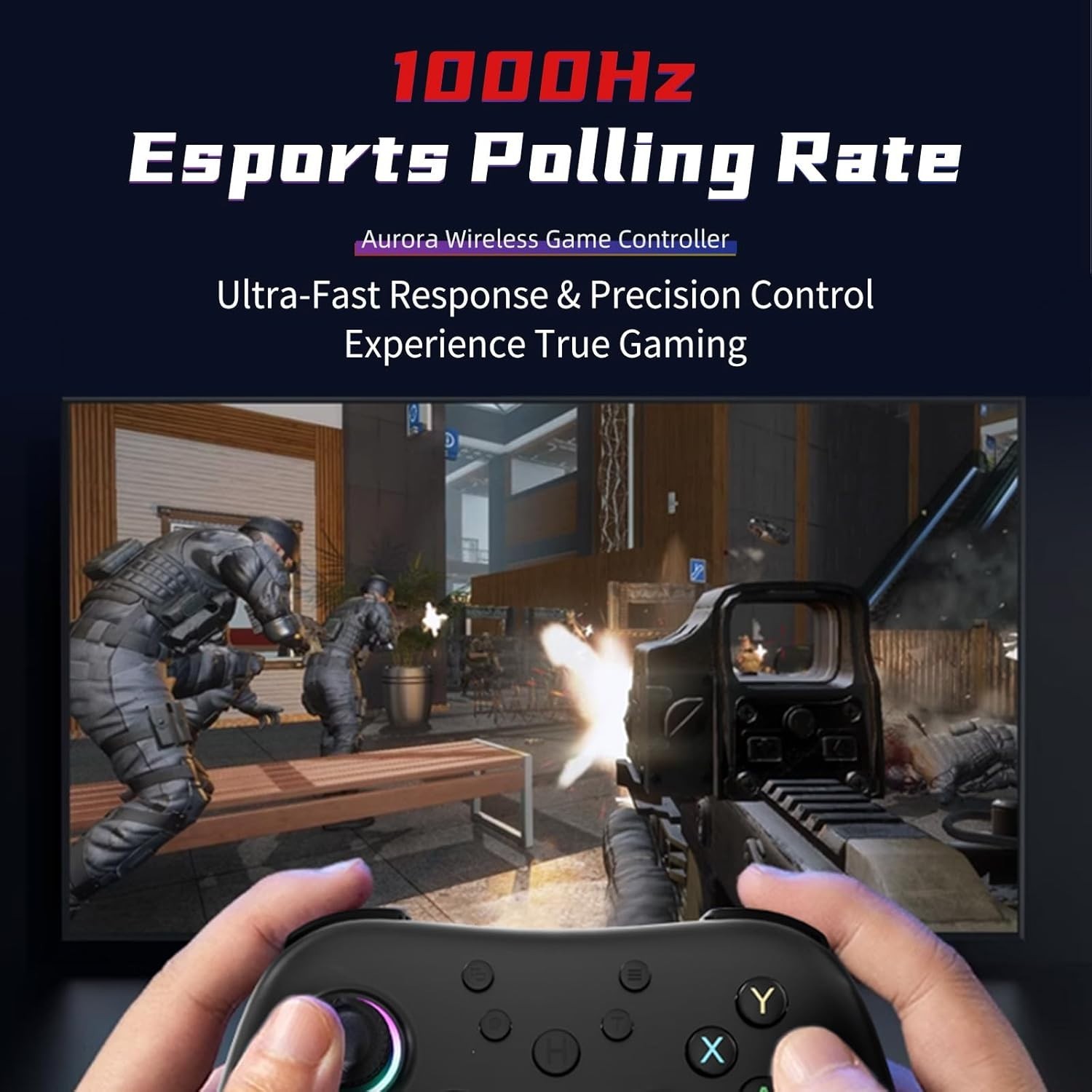NEW AceGamer Aurora 2.4G Wireless BT Gaming Controller for PC/Back Buttons Lock