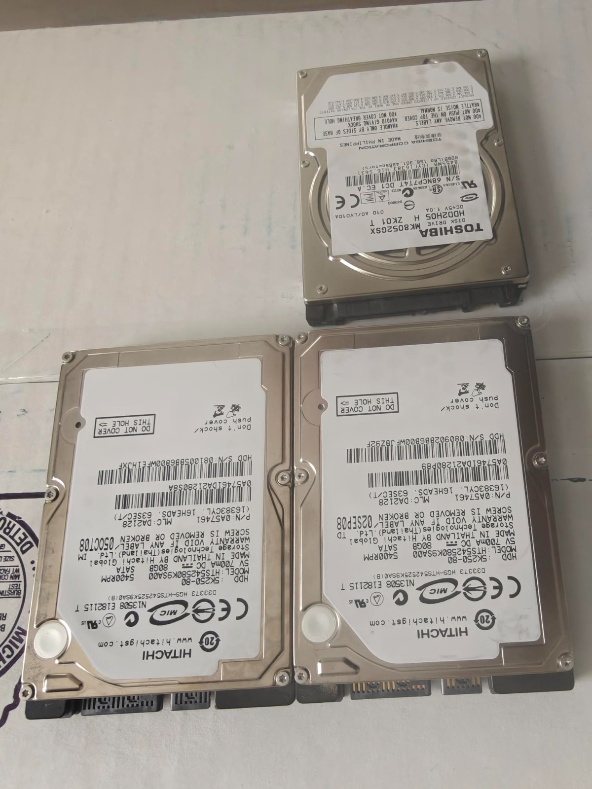 PS3 Hard Drive Lot 3x 80GB | Hitachi & Toshiba | Tested Working | PlayStation 3