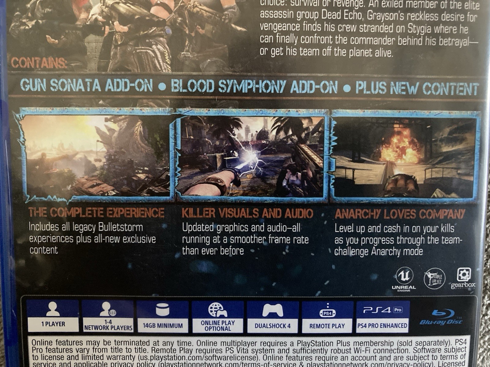 Bulletstorm: Full Clip Edition PS4 COMPLETE With Insert–Play As Duke Nukem