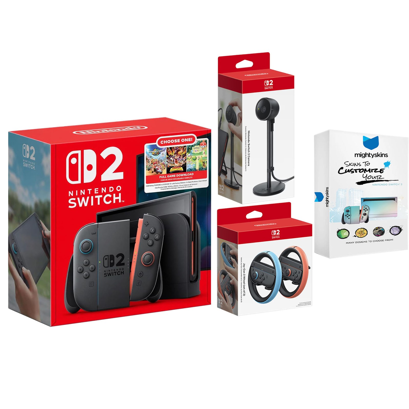 Nintendo Switch 2 Choose Your Game with Joy Con Wheels and Camera Bundle