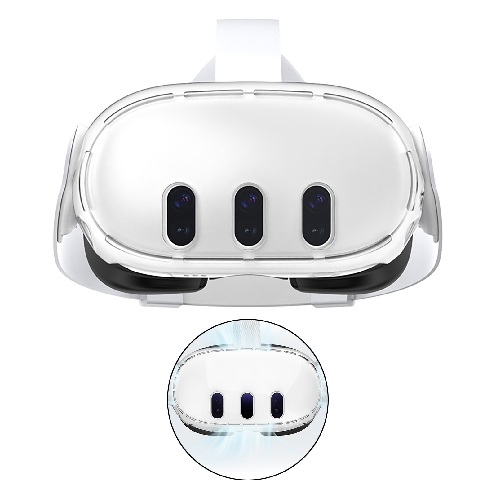 For Meta Quest 3 VR Helmet Host Transparent PC Case Protector Dustproof Shell