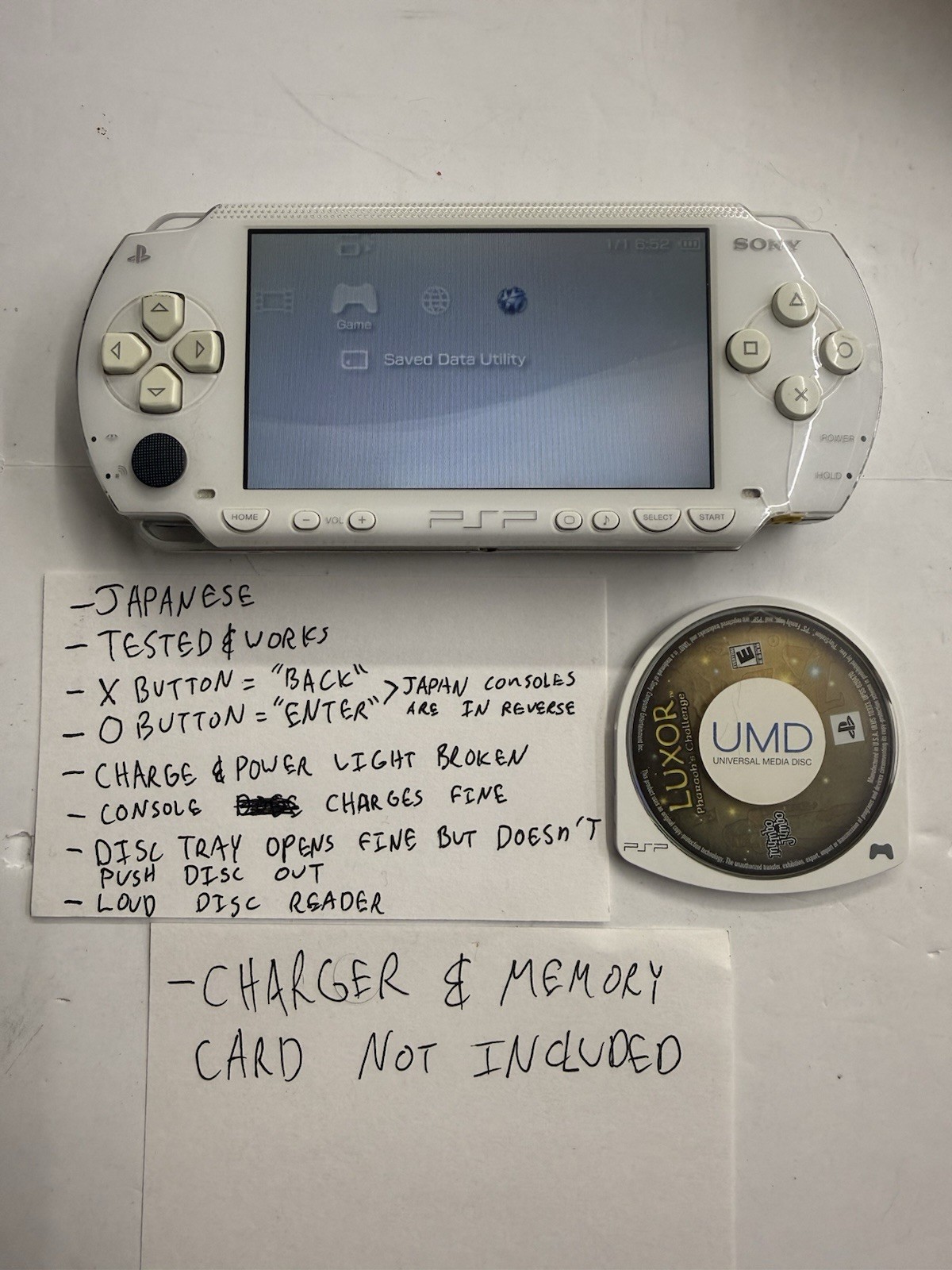 PSP – Sony PSP 1000 Ceramic White Console Tested W/ Minor Issues #7 Japanese