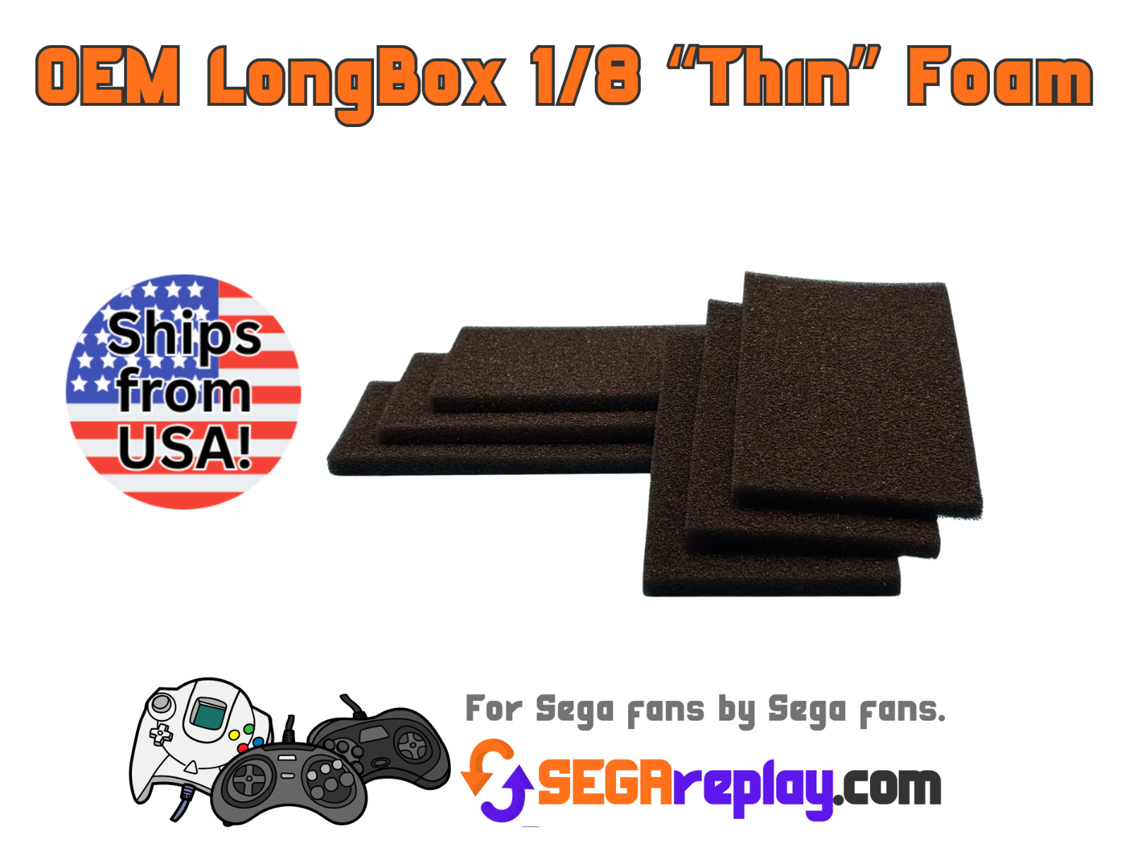 Long Box OEM Foam Inserts, 1/8 inch, Sega Saturn, Sega CD, PS1, NEW, US SELLER!