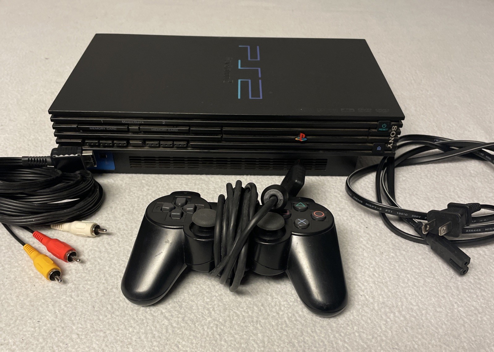 Sony PlayStation 2 PS2 Fat Console with OEM HDD AND Cords + Controller Tested!