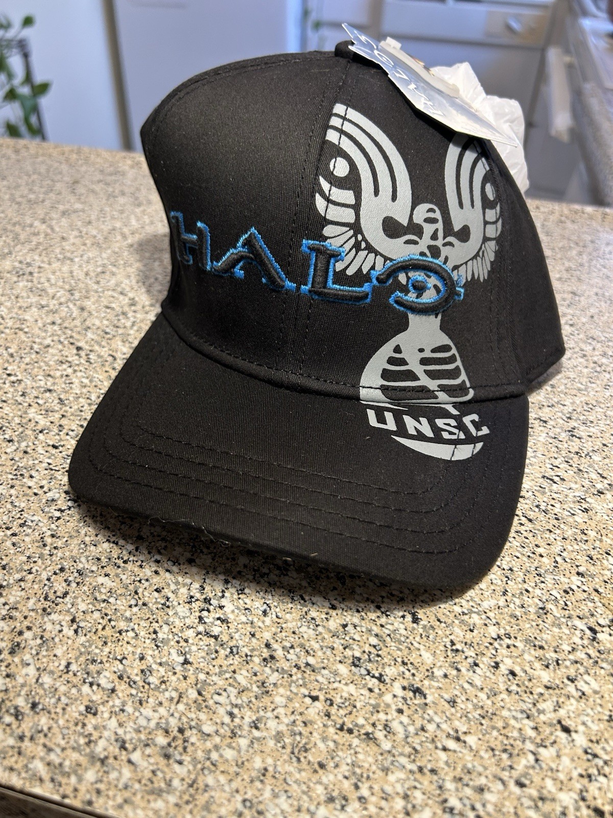 Halo 3 UNSC Hat Black Adult OS A-Flex Stretch Microsoft 2009 New With Tags