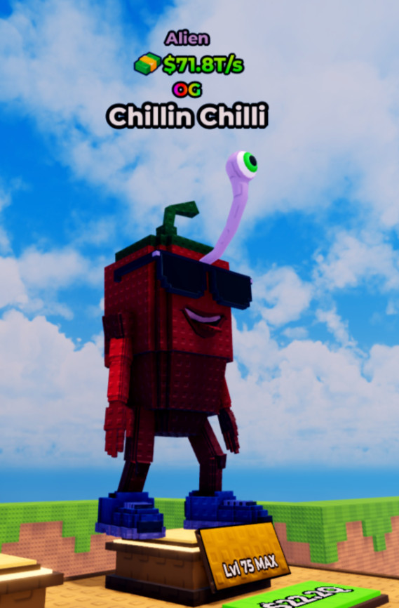 ✨ Kick a Lucky Block | Alien OG Chillin Chilli $71.8T/s (MAX LVL 75) ✨