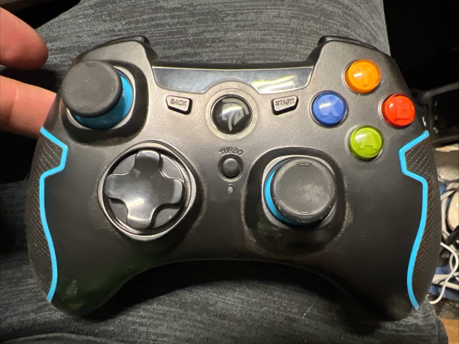 Easysmx Wireless Ergonomic Black Controller with Blue Grips Plastic for PC